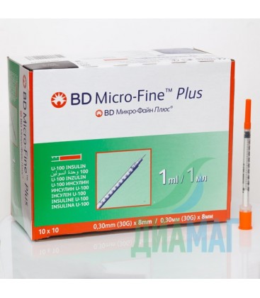 Шприци BD Micro-Fine Plus, 10 шт. (U-100 / 1,0 мл) (В упаковці)